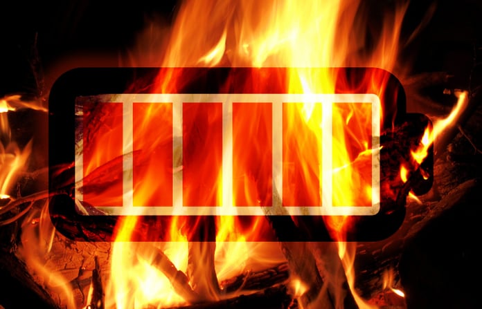 Ion battery fire